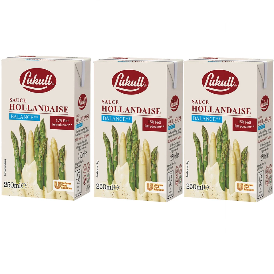 FERTIGSAUCEN Lukull Sauce Hollandaise Balance Cremoso Prodotto Premium 250ml Confezione da 3