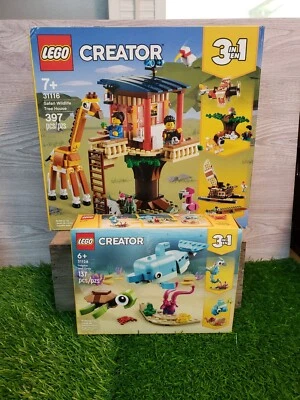 2 LEGO Creators 31116 - Safari Wildlife Tree House & 31128 Dolphin and Turtle - Image 1 of 4