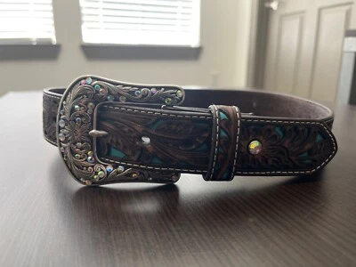 Cinturón mujer Ariat Western cuero pedrería incrustación turquesa talla S A1513402 Foto 1 de 4