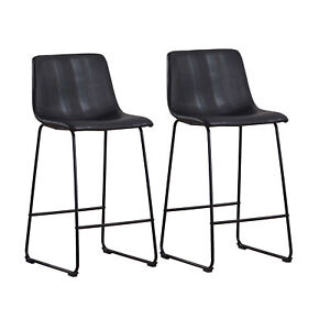 UNIKOME 2PCS Counter Height Chair Modern Bucket Bar Stool Faux Leather, 26 or 30