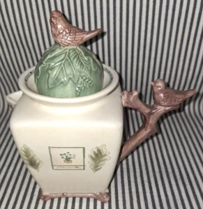 RARE HTF VTG PFALTZGRAFF NATUREWOOD SCULPTURED FANCY 7.5" TEAPOT w/ BIRD FINIAL - Picture 1 of 15