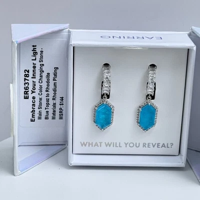 Pendientes Bomb Party MHA "Abraza tu luz interior" topacio azul sobre rodio Foto 1 de 4