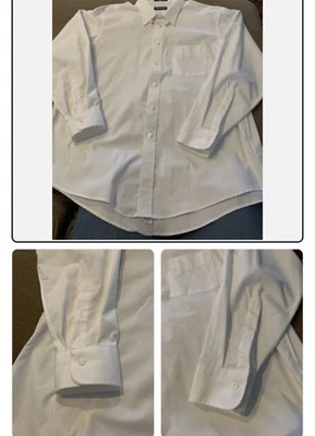 Men's Hathaway Dress Shirt Long Sleeve Button Down Shirt 18-34 Big White (CT) - Image 1 of 4