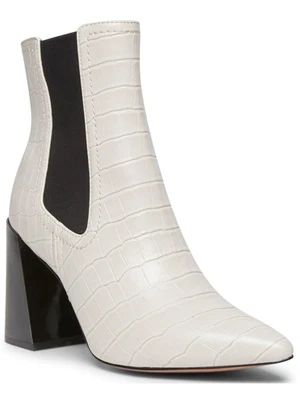 Botines de vestir STEVEN para mujer blancos diseño cocodrilo Side Gores Nico acampanados 10 M Foto 1 de 4
