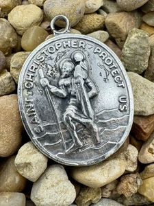 VTG Sterling Silver 1.3" Hayward St. Christopher Charm Solid 925 Silver 11.01g - Picture 1 of 14