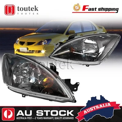 Pair LH+RH Head Light Lamp Black For Mitsubishi Lancer CH VRX 2003~2008 RHD TYPE - image 1 of 4