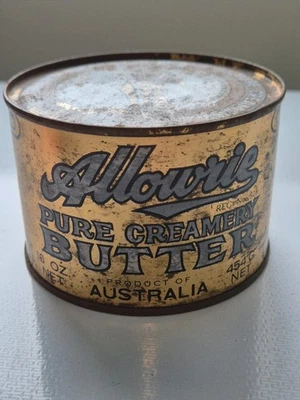 NOS New Old Stock Allowrie Pure Creamery Butter 16 oz Full Tin - image 1 of 4