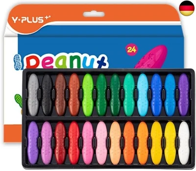 DEN YPLUS YPLUS Erdnuss Wachsmalstifte für Kleinkinder, 24 Farben, Ungiftige, Leicht zu