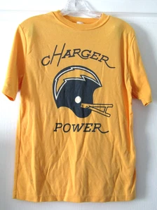 Vintage San Diego Charger Power T Shirt Medium Cotton Yellow Late 70's - Picture 1 of 4
