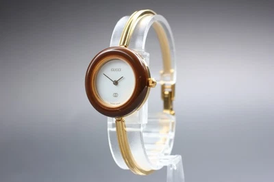 [Near MINT]GUCCI Change Bezel 1100-L  Brown White Dial  Watch JAPAN - Image 1 of 4