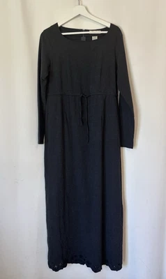 Vtg Eddie Bauer Maxi Dress Small Tall Gray Long Sleeve Long Pockets Minimalist - Image 1 of 4