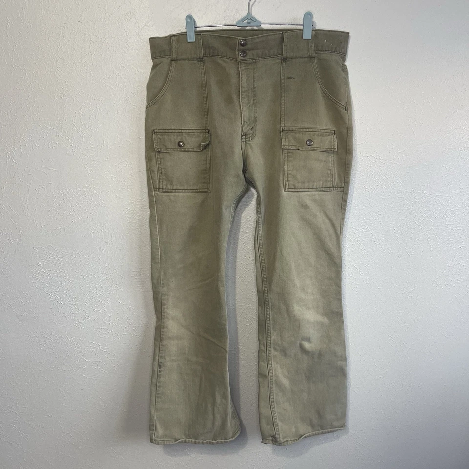 Calça Levi’s Bushwacker vintage anos 70 sarja oliva campo utilitário ao ar livre EUA - Imagem 1 de 4