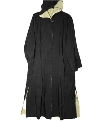 Maralyce Ferree Talla L Scarborough ME Impermeable Reversible Negro/Amarillo Capucha Larga Foto 1 de 4