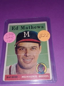 1958 Topps #440 Ed Mathews - Milwaukee Braves HOF Crease Star Original Authentic - Bild 1 von 2
