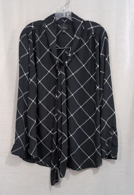 Blusa Worthington Negra Para Mujer Talla XL Semi Transparente Diamante Fluido Carrera Foto 1 de 4