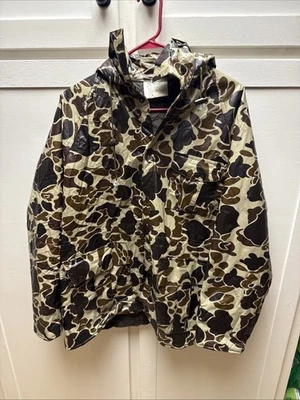 Chaqueta de camuflaje vintage Duck Bay PVC impermeable abrigo de lluvia para hombre talla mediana Foto 1 de 4