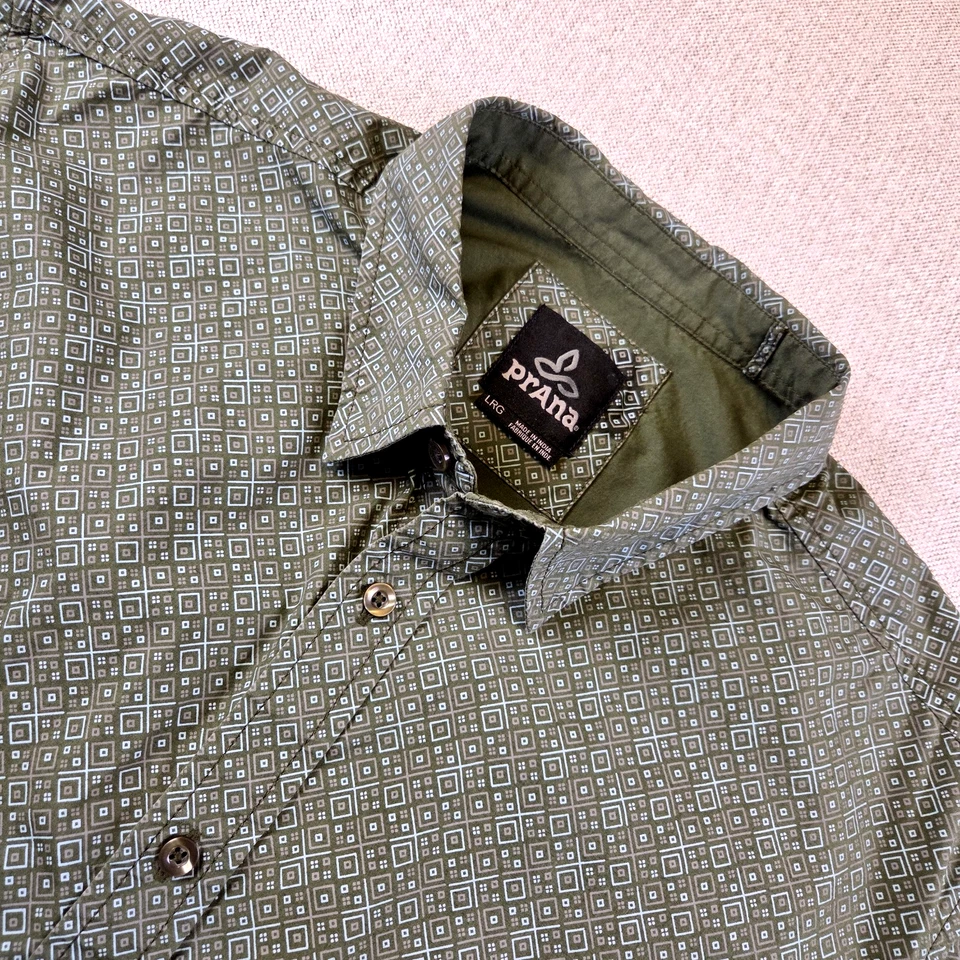 Camisa prAna Verde Manga Corta Para Hombre Grande Con Botones Informal Algodón Orgánico Foto 1 de 4