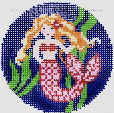 Needlepoint Handpainted Lee BJ Canvas Mermaid 3" - Image 1 of 4