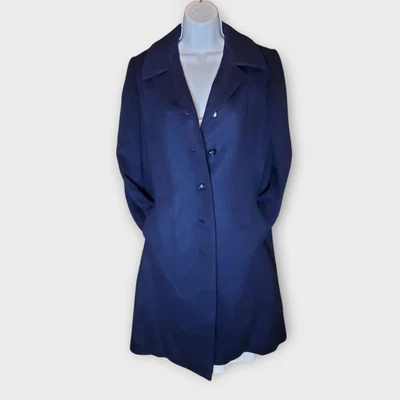 Casaco de Cashmere Vintage FREDERICK & NELSON Regency Feminino Azul Marinho EUA Tamanho M Anos 60-70 - Imagem 1 de 4