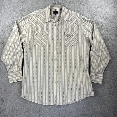 Camisa Roper Para Hombres XXL Gris Beige Rayas Azteca Perla Occidental A Presión Vaquero Rodeo Foto 1 de 4