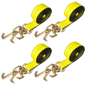 4PCs 2" x12' Recovery Winch Strap w/RTJ Cluster Hook, 10000LBS Tow Truck Car ... - Picture 1 of 6