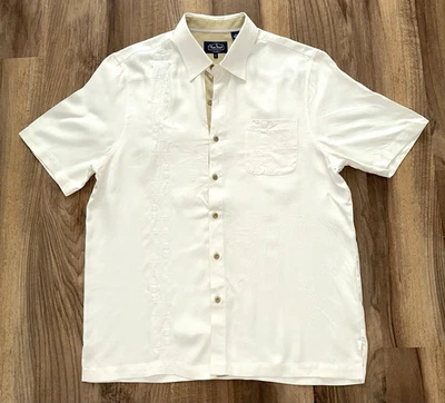 Camisa NAT NAST Para Hombres Grande 100% Seda Abotonada Retro MCM Bordada Poker Marfil Foto 1 de 4