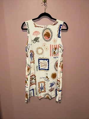 Vestido Costero Anthropologie Corazón Papel Mezcla Lino Bolsillos Italia Tema Mediano Foto 1 de 4