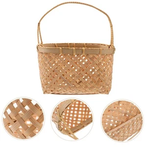 Contenedor de dulces de almacenamiento de frutas tejido de picnic portátil con cesta de bambú - Imagen 1 de 12