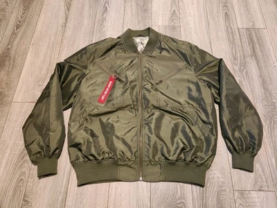 CPT by Cockpit USA Green Flight Bomber Nylon Military Zip Up Jacket Men's XL - Image 1 of 4