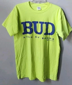 VTG 90s Neon Green Stony Creek Bud Budweiser King Of Beers Tshirt Tee L USA - Picture 1 of 7