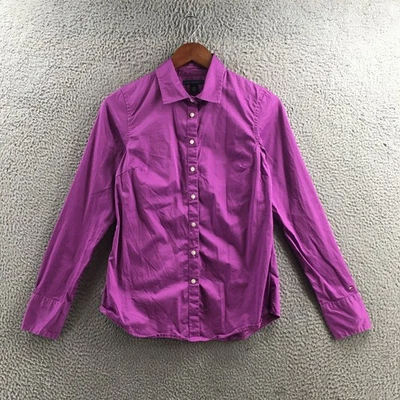 Tommy Hilfiger Stretch Button Up Shirt Women S/P Purple Cotton Blend Long Sleeve - image 1 of 4