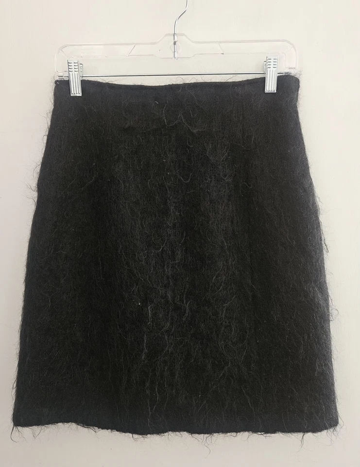 Falda de lana mohair negra vintage años 80 inscripción por RYKIEL TALLA 2 1989 WOW Foto 1 de 4