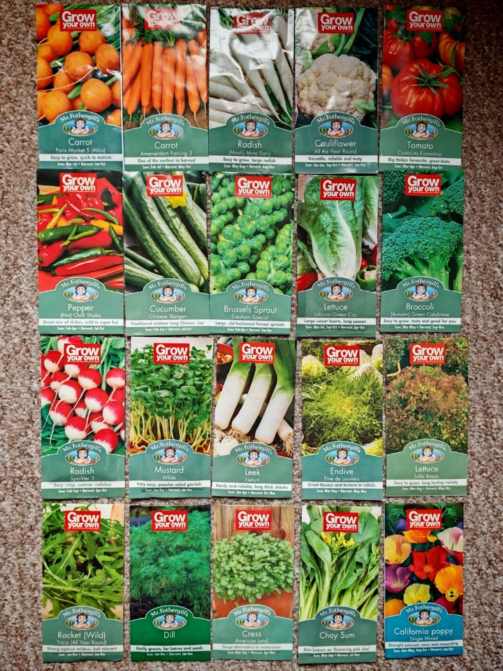 Vegetable Seeds Mixed Varieties 20 Packs Easy to Grow Mr Fothergills - Image 1 of 1