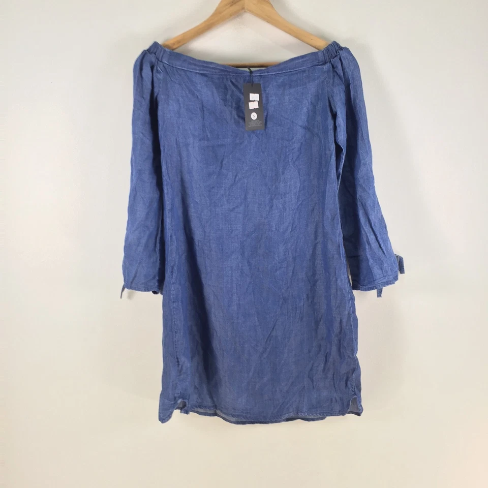 NUEVO Maxim Vestido Mujer S Cambio Mini Azul Hombro Descubierto Manga Larga 102820 Foto 1 de 4