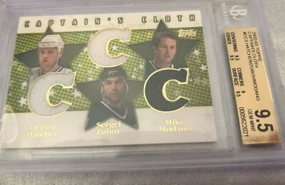 2002-03 Topps Hockey Captain's Cloth #CC3 2/50 Modano/Zubov/Hatcher Gem Mint 9.5 - Image 1 of 2