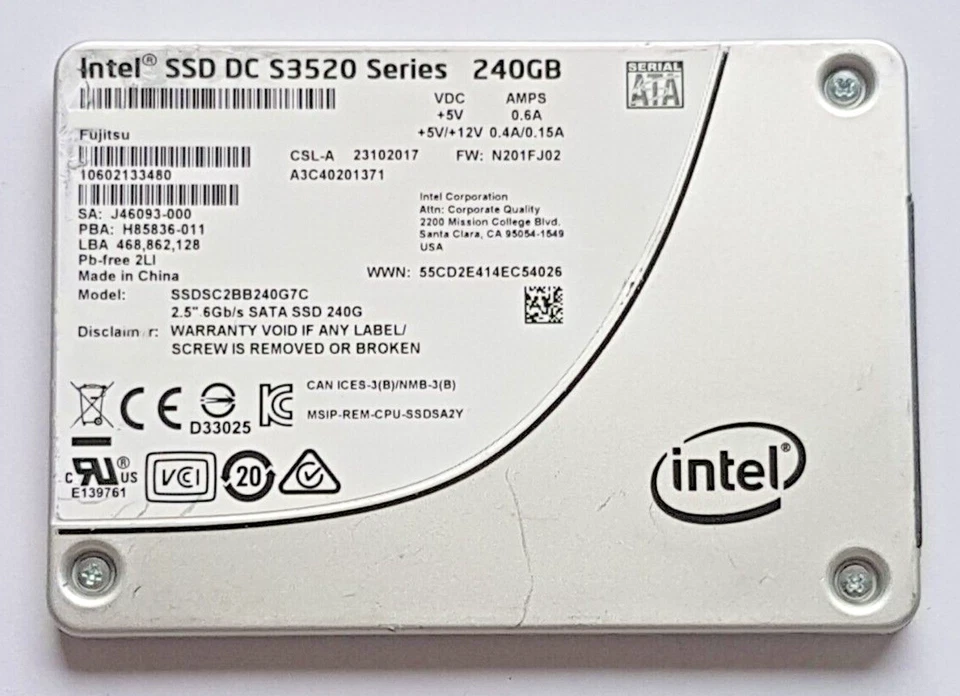240 GB SATA III Intel SSD DC S3520 Series SSDSC2BB240G7C 3D-NAND MLC 2.5" intern - Bild 1 von 1