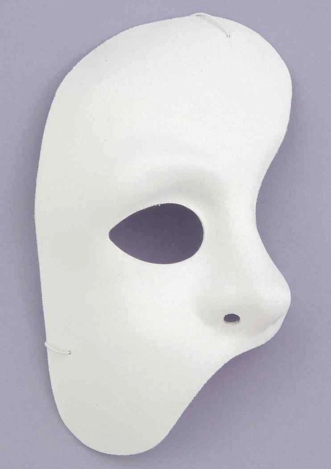 Phantom 1/2 Mask Opera White Fancy Dress Up Halloween Adult Costume Accessory - Image 1 of 1