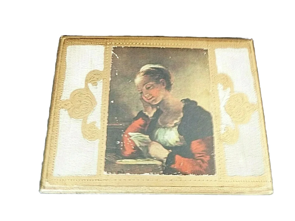Joyero vintage de madera dorada de Italia florentina Toleware con terciopelo dorado para niña  Foto 1 de 4
