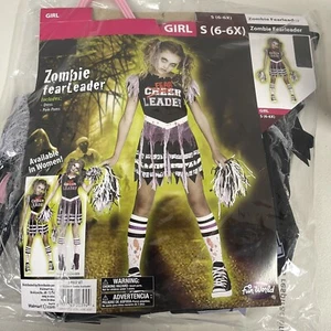 Child S (6-6X) Zombie Fear Leader Cheerleader Scary Halloween Costume Girls New - Picture 1 of 11