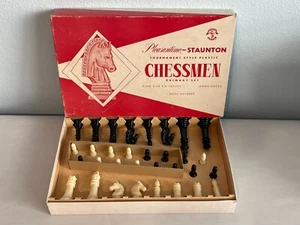 Vintage Pleasantime-Staunton Tournament Style Chessmen Primary Set Chess Pieces - Picture 1 of 12