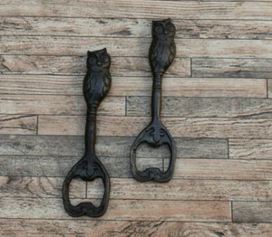 Vtg Cast Iron Owl Grip Bottle Opener House Hotel Kitchen Farm Barn Tools 2pcs - Picture 1 of 10