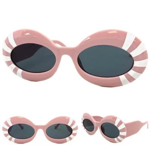 Exaggerated Classic Vintage Retro Style SUNGLASSES Large Thick Oval Pink Frame - Picture 1 of 6