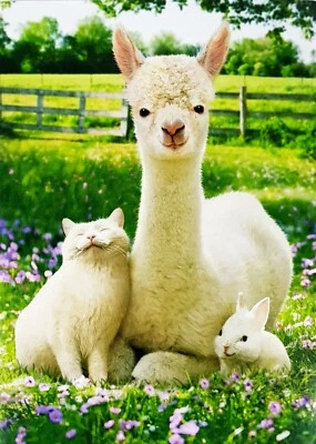 Tarjeta de felicitación Avanti Press Feliz Pascua oveja gatito conejo familia y amigos Foto 1 de 4