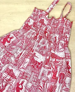 Vestido Hawaiano Rojo Niñas Talla 12 Hibisco Tropical Floral Tiki Solero Wahine - Imagen 1 de 12