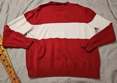 Suéter Grant Thomas Hombres XL Rojo Rayas Pima Algodón Informal De Colección Normcore Top Foto 1 de 4