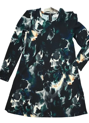 Vestido Cupio Negro Estampado Abstracto Tejido Columpio Talla Mediana Moderno Colorido Nuevo con Etiquetas Foto 1 de 4