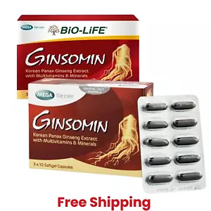 2X Ginsomin Korean Panax Estratto di Ginseng più Multivitaminico 30 capsule - Foto 1 di 5