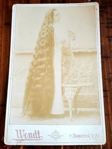 1890s Wendt Circus Side Show Freak Cabinet Card Long Haired Girl Helen Mathews - Picture 1 of 4