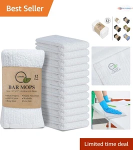 Bar Mop Towels Cotton 16x19" Pack of 12 Super Absorbent Cleaning Rags - Picture 1 of 11
