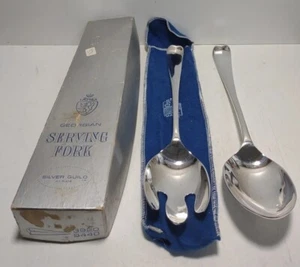 Kirks Georgian Serving Fork & Spoon A-1 Silver Plate - Picture 1 of 21